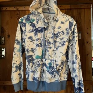 Blue & White Zip-Up Hoodie size medium